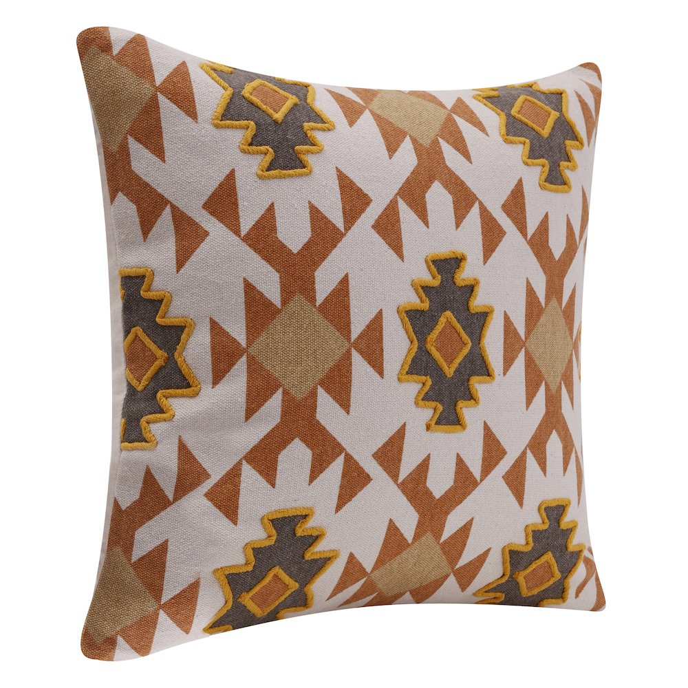 Sedona Cotton Poly Filled Pillow in Orange/White, 20" x 20"