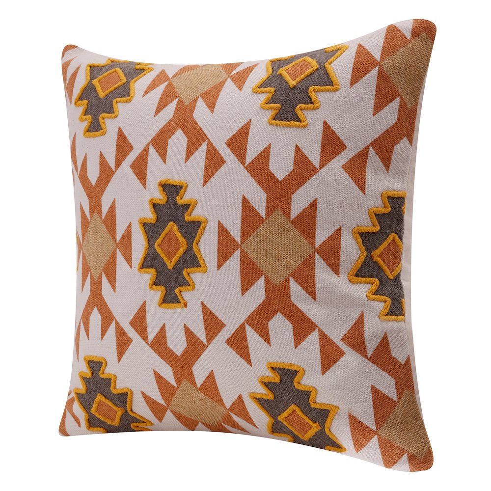 Sedona Cotton Poly Filled Pillow in Orange/White, 20" x 20"
