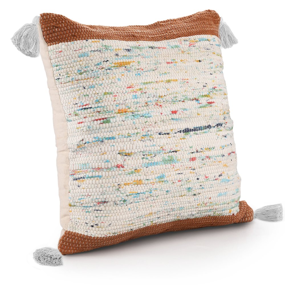 Revive Cotton Poly Filled Pillow in Brown/Multicolored, 20" x 20"