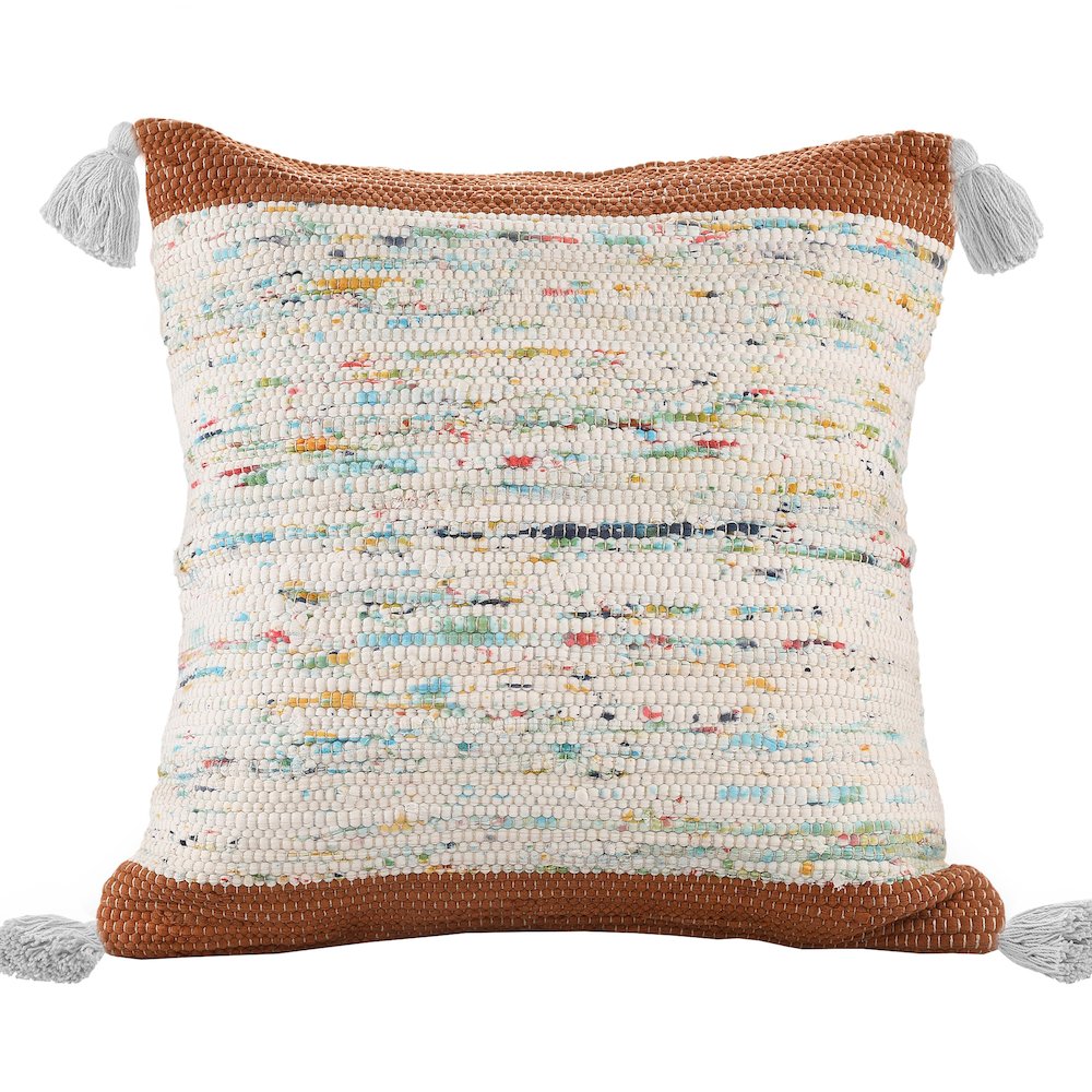 Revive Cotton Poly Filled Pillow in Brown/Multicolored, 20" x 20"