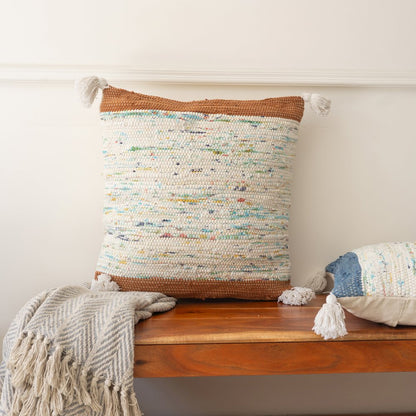 Revive Cotton Poly Filled Pillow in Brown/Multicolored, 20" x 20"