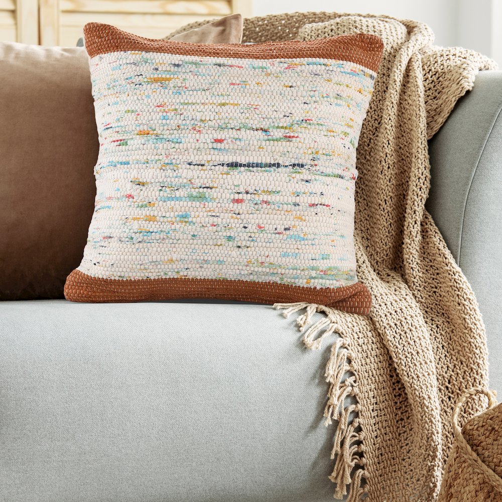Revive Cotton Pillow Set of 2 in Brown/Multicolored, 20" x 20"