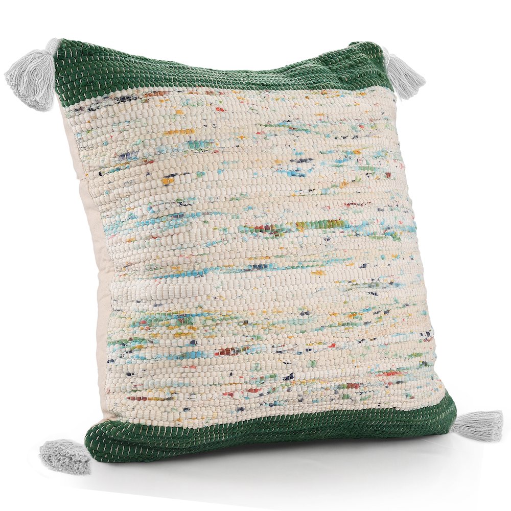 Revive Cotton Poly Filled Pillow in Green/Multicolored, 20" x 20"
