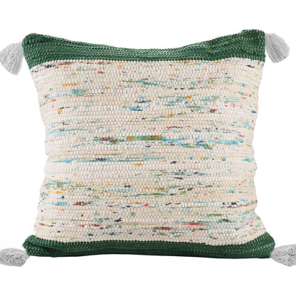 Revive Cotton Poly Filled Pillow in Green/Multicolored, 20" x 20"