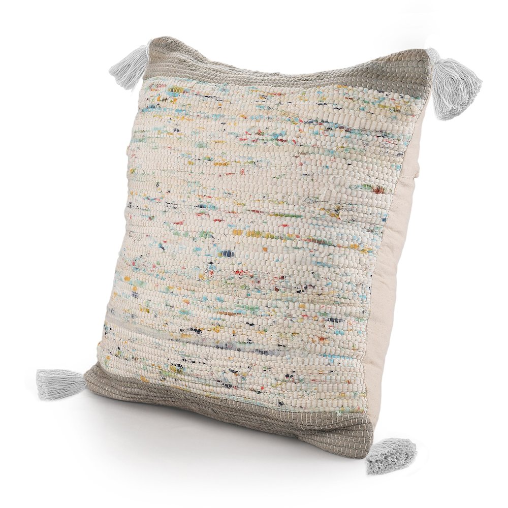 Revive Cotton Poly Filled Pillow in Gray/Multicolored, 20" x 20"