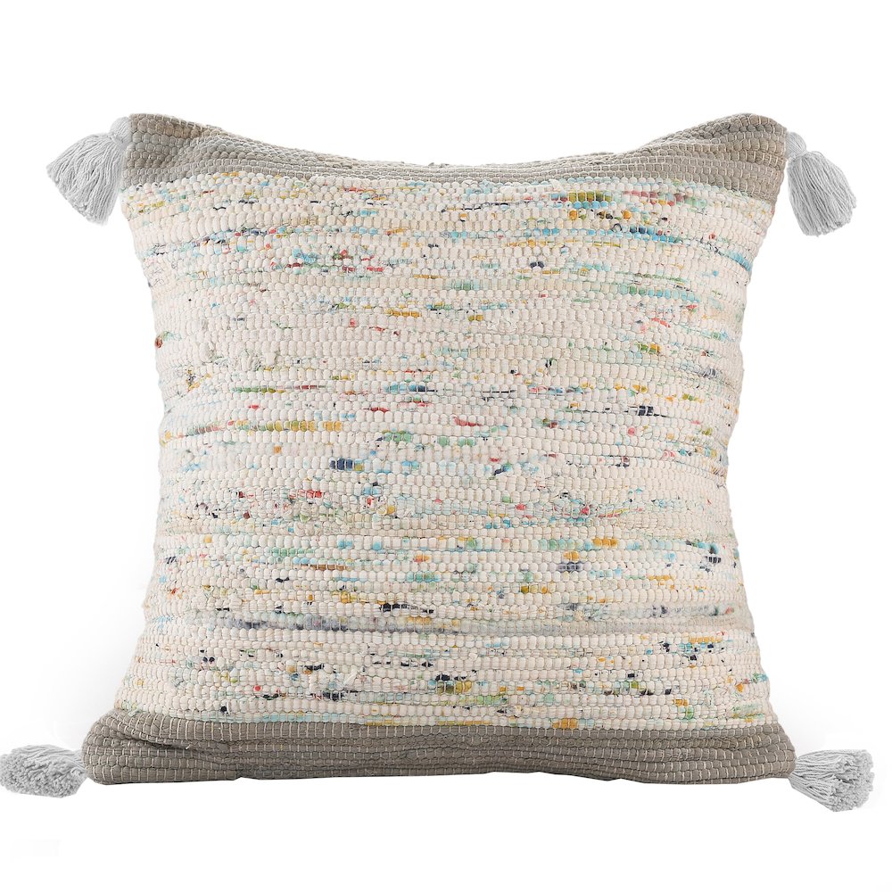 Revive Cotton Poly Filled Pillow in Gray/Multicolored, 20" x 20"