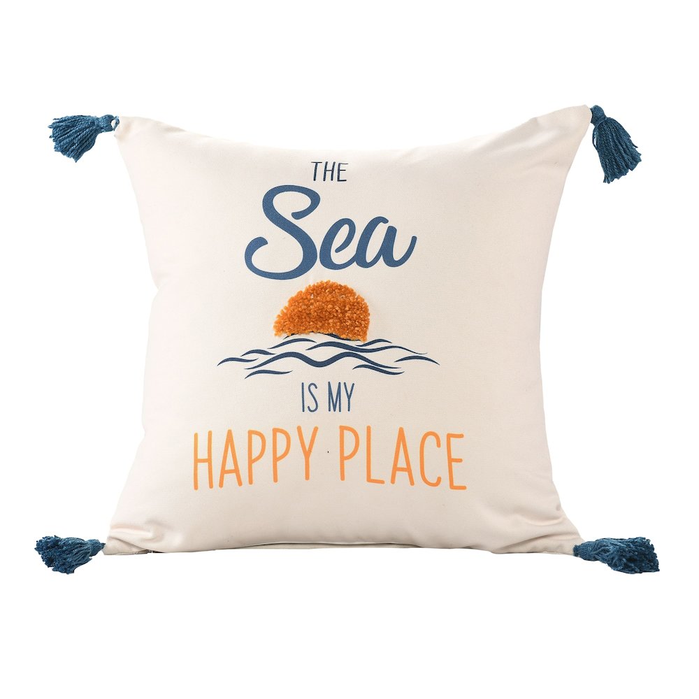 Seabrook Performance Poly Filled Pillow in Blue/Yellow, 20" x 20"