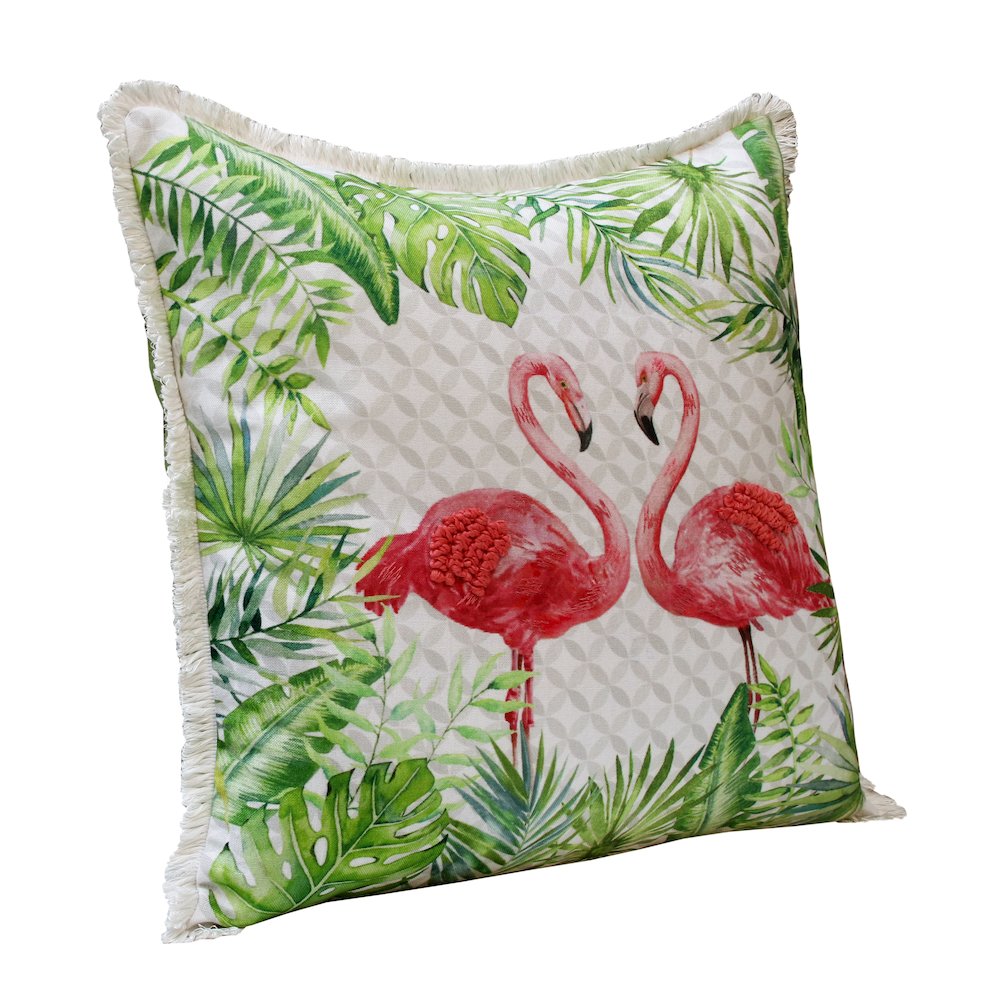 Panama Performance Poly Filled Pillow in Pink/Green, 20" x 20"