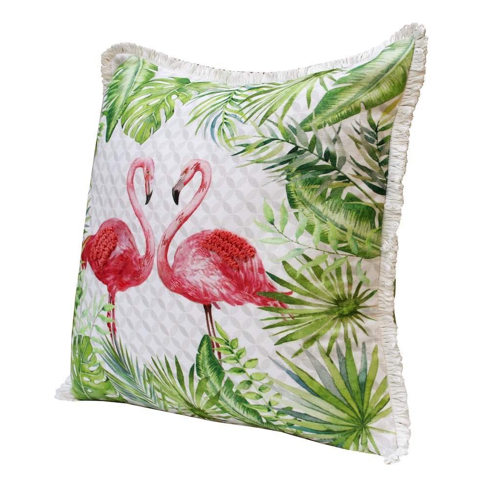 Panama Performance Poly Filled Pillow in Pink/Green, 20" x 20"