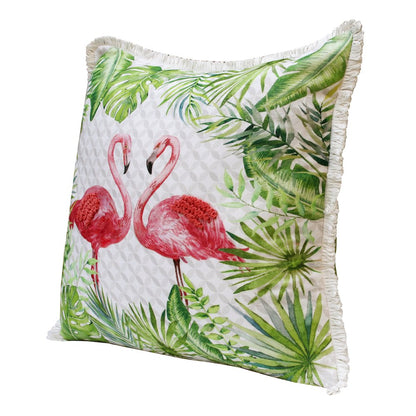 Panama Performance Poly Filled Pillow in Pink/Green, 20" x 20"