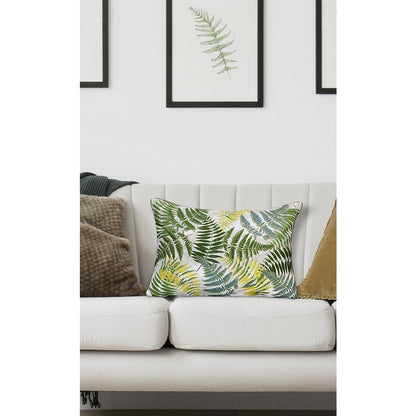 Fern Performance Poly Filled Pillow in Green/Yellow, 14" x 20"
