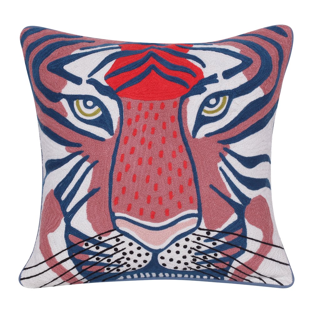 Gaia Cotton Poly Filled Pillow in Red/Blue, 20" x 20"