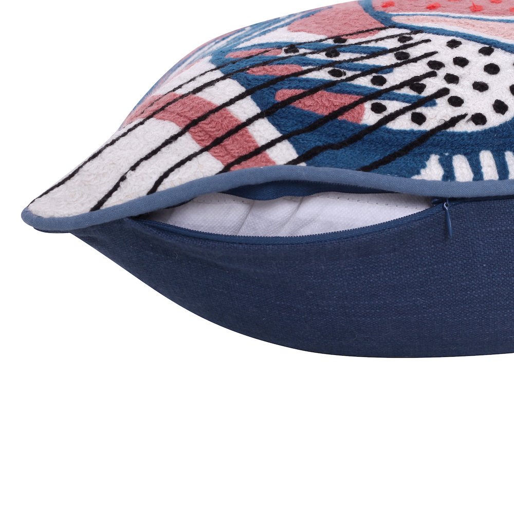 Gaia Cotton Poly Filled Pillow in Red/Blue, 20" x 20"