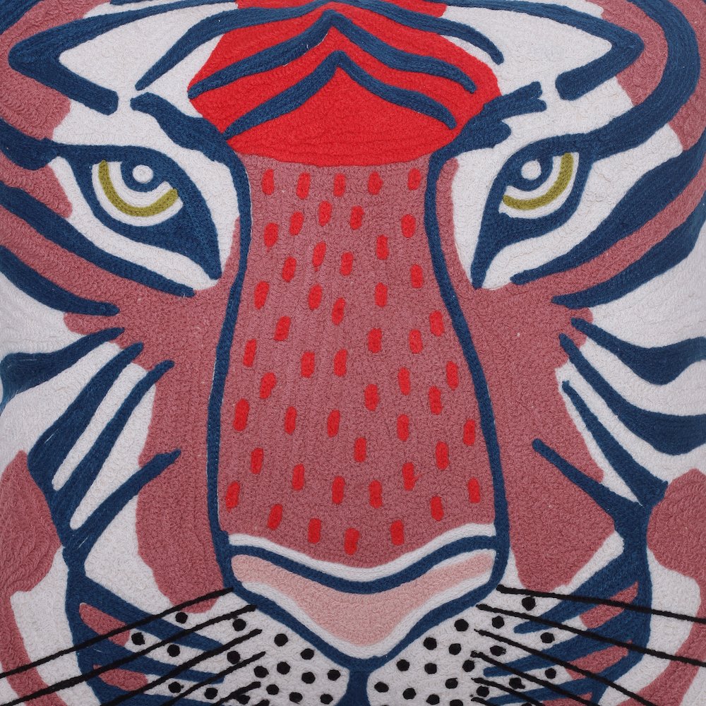 Gaia Cotton Poly Filled Pillow in Red/Blue, 20" x 20"