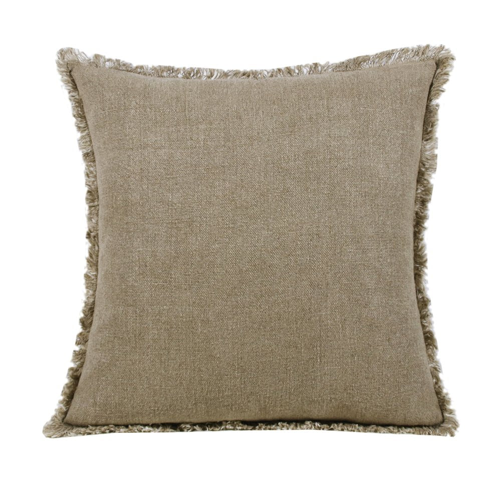 Estate Linen Poly Filled Pillow in Tan/Ivory, 20" x 20"