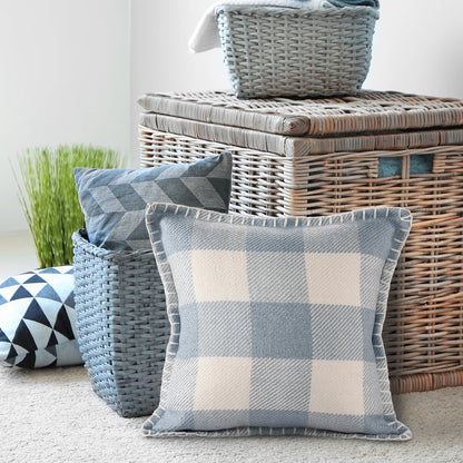 Denver Performance Poly Filled Pillow in Blue/Ivory, 20" x 20"