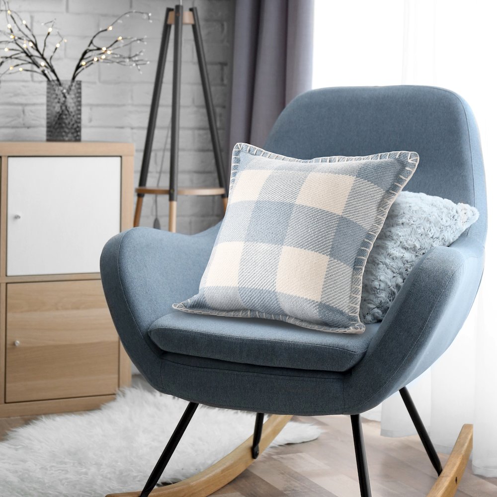 Denver Performance Poly Filled Pillow in Blue/Ivory, 20" x 20"
