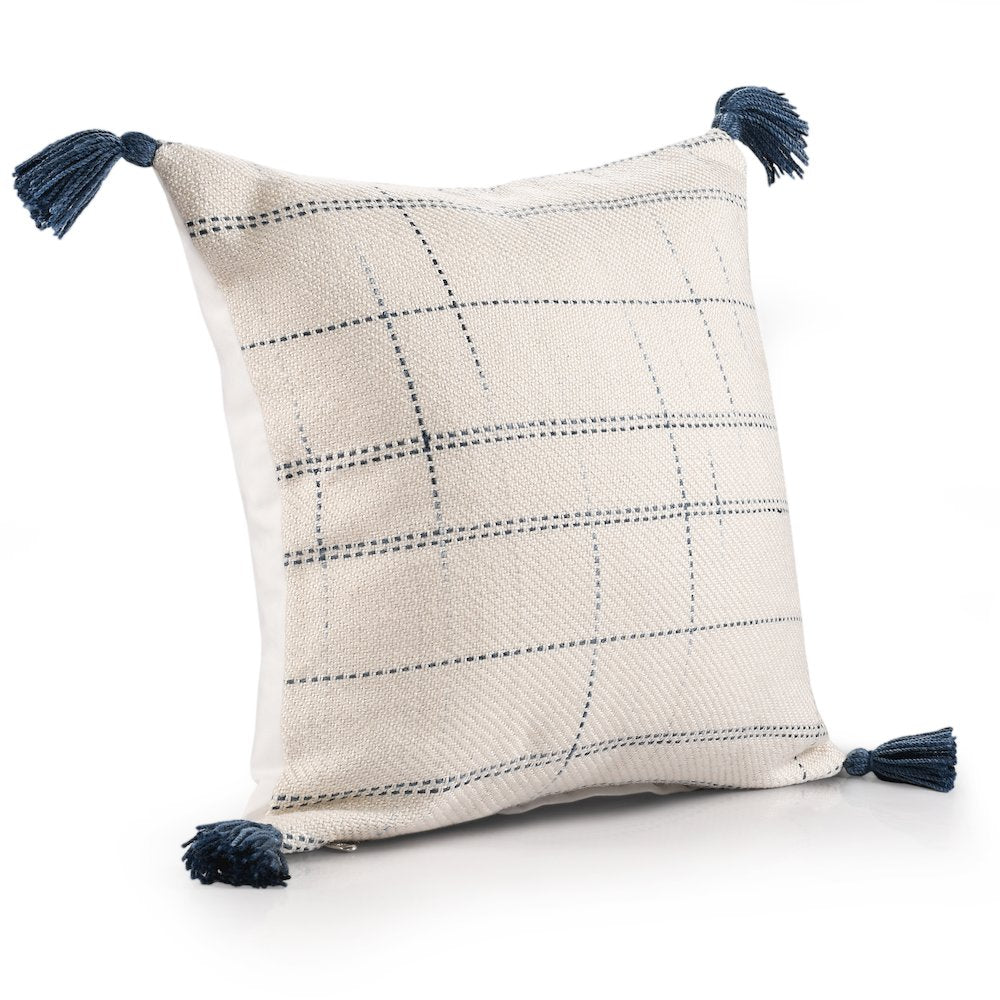 Denver Performance Poly Filled Pillow in Blue/Ivory, 20" x 20"