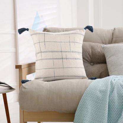 Denver Performance Poly Filled Pillow in Blue/Ivory, 20" x 20"
