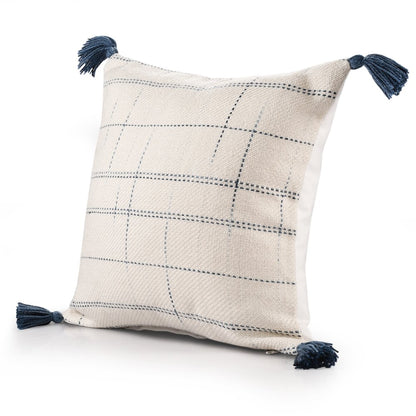 Denver Performance Poly Filled Pillow in Blue/Ivory, 20" x 20"