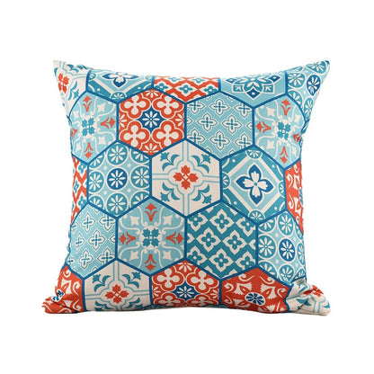 Mosaic Performance Poly Filled Pillow in Blue/Orange, 20" x 20"