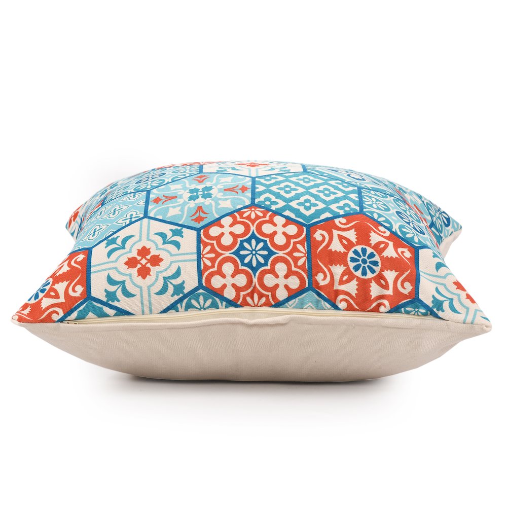 Mosaic Performance Poly Filled Pillow in Blue/Orange, 20" x 20"