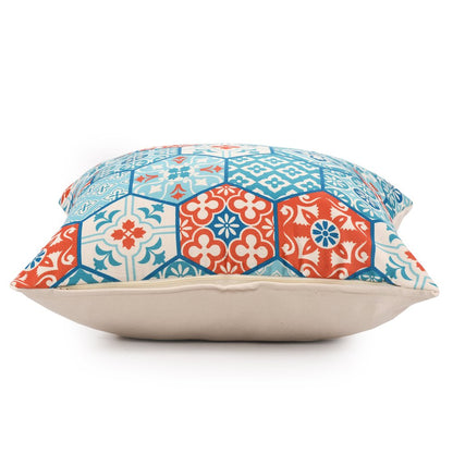 Mosaic Performance Poly Filled Pillow in Blue/Orange, 20" x 20"