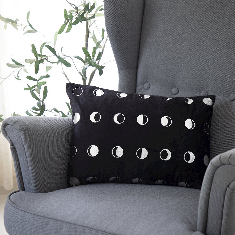 Celestial Performance Poly Filled Pillow in Black/Silver, 14" x 20"