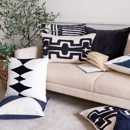 Stacy Garcia Cotton Blend Poly Filled Pillow in Black/White, 20" x 20"