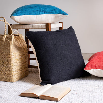 Stacy Garcia Linen Blend Poly Filled Pillow in Black, 20" x 20"