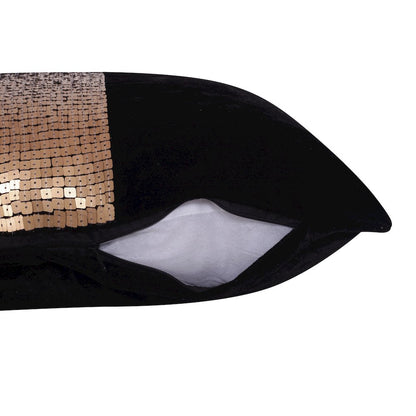Cosmopolitan Performance Poly Filled Pillow in Black/Gold, 16" x 24"