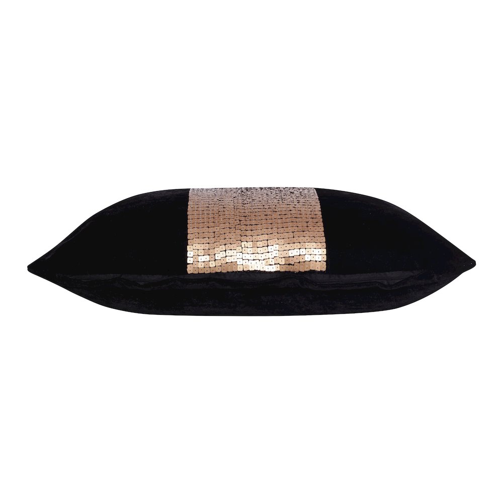 Cosmopolitan Performance Poly Filled Pillow in Black/Gold, 16" x 24"