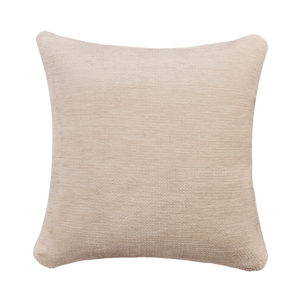 Yakar Chenille Poly Filled Pillow in Ivory, 20" x 20"