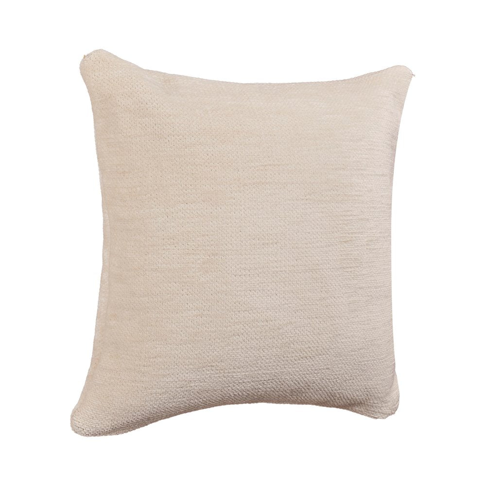 Yakar Chenille Poly Filled Pillow in Ivory, 20" x 20"