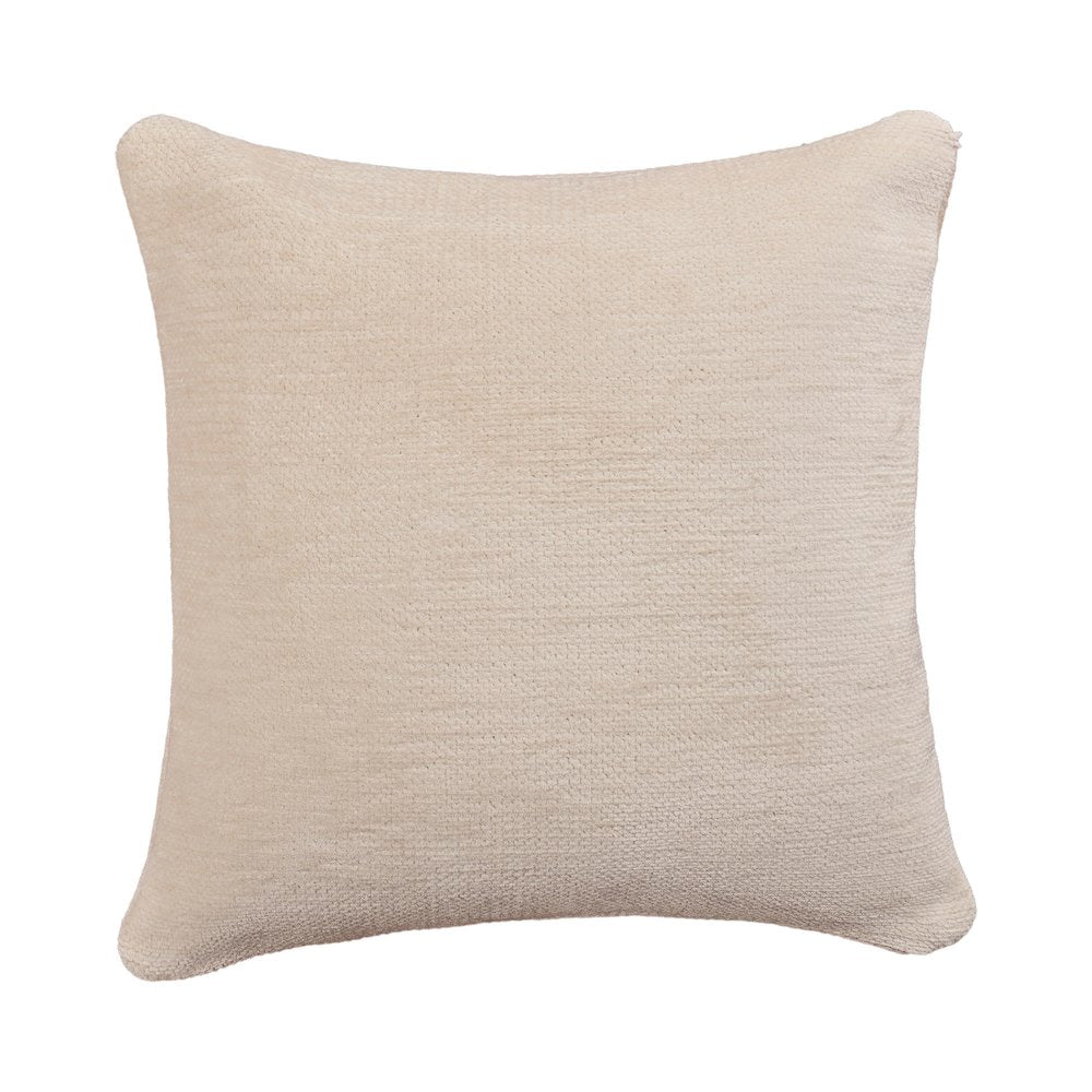 Yakar Chenille Poly Filled Pillow in Ivory, 20" x 20"