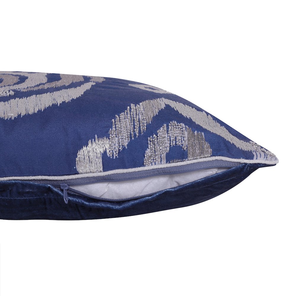 Cosmopolitan Performance Poly Filled Pillow in Blue/Silver, 20" x 20"