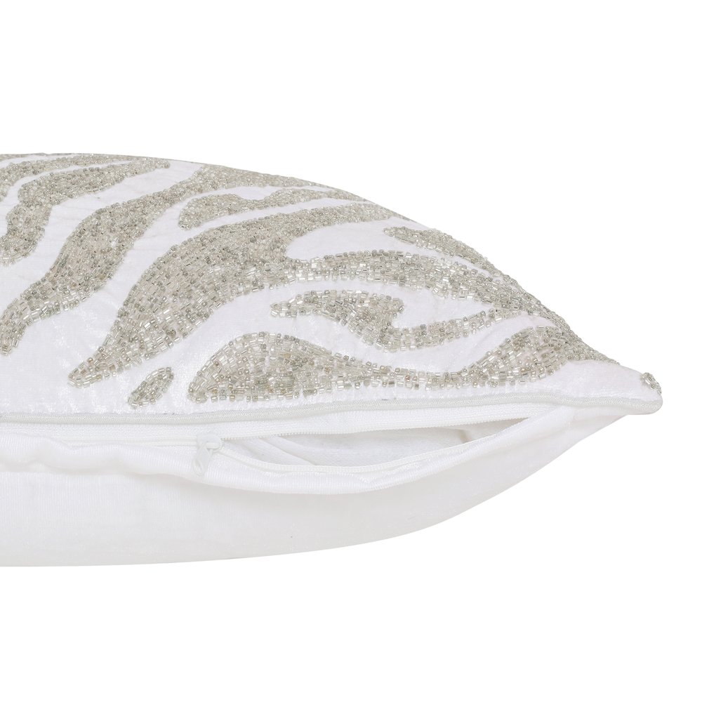 Cosmopolitan Performance Poly Filled Pillow in Ivory/Silver, 20" x 20"