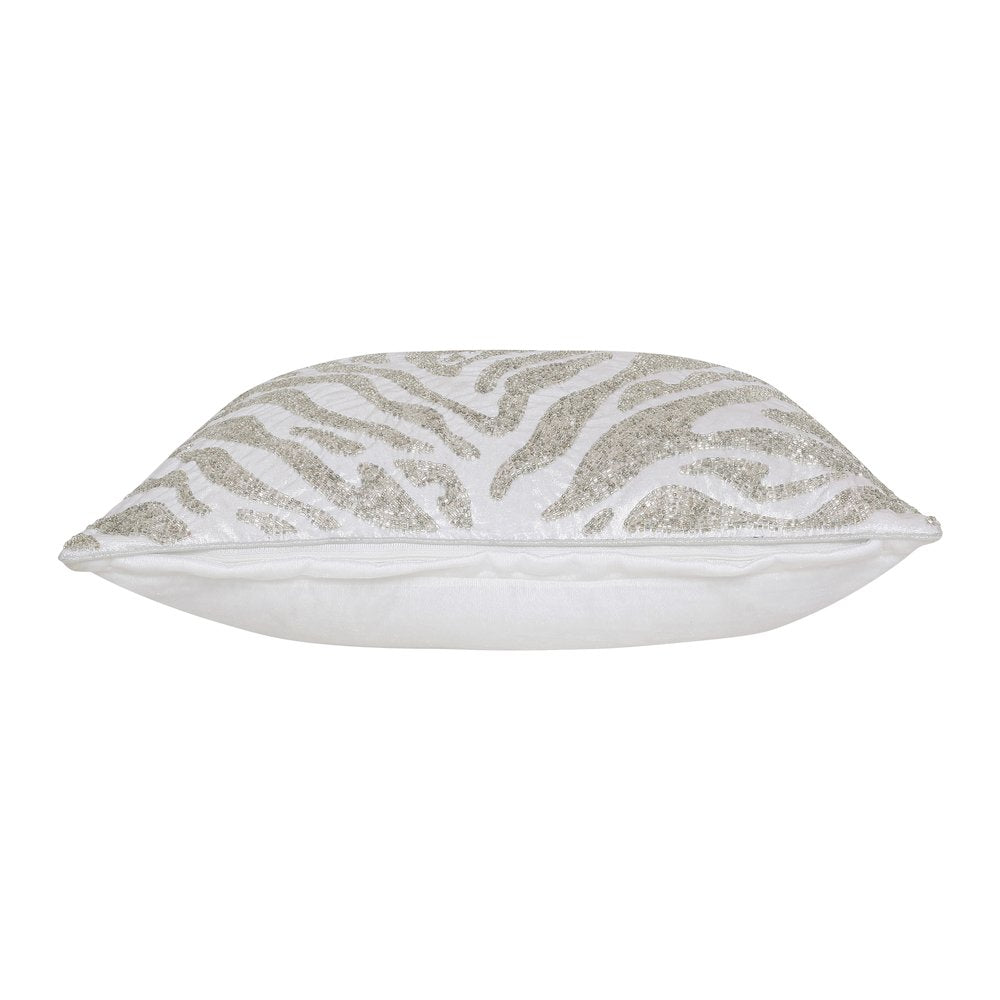 Cosmopolitan Performance Poly Filled Pillow in Ivory/Silver, 20" x 20"