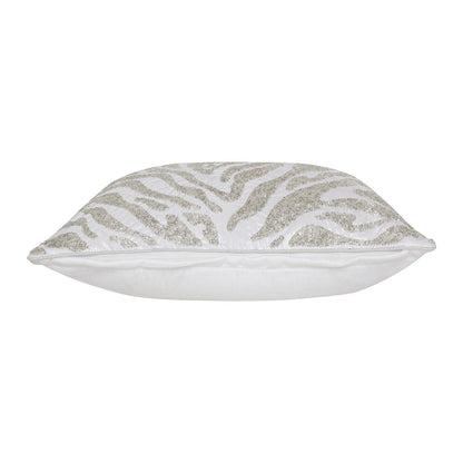 Cosmopolitan Performance Poly Filled Pillow in Ivory/Silver, 20" x 20"