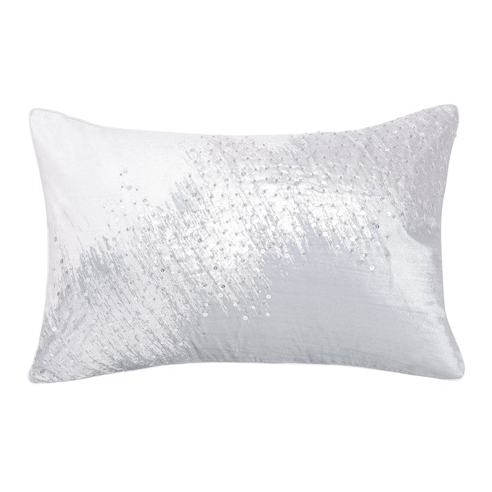Cosmopolitan Performance Poly Filled Pillow in Ivory/Silver, 16" x 24"