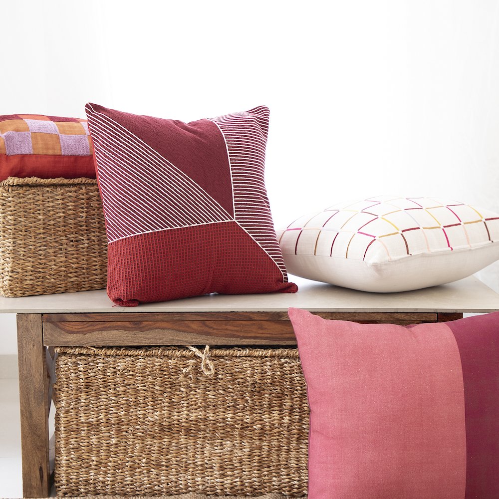 Stacy Garcia  Cotton Poly Filled Pillow in Red/White, 20" x 20"