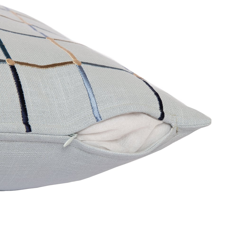 Light Blue/Multi Contemporary Checkered Hand-Woven Throw Pillow Cover