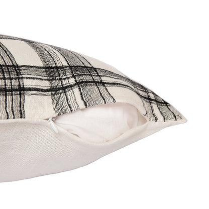White/Black Contemporary Checkered Hand-Woven Throw Pillow Cover