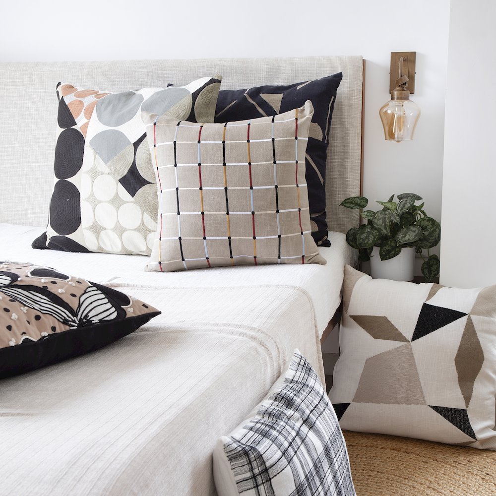 Stacy Garcia  Cotton Blend Poly Filled Pillow in White/Black, 20" x 20"