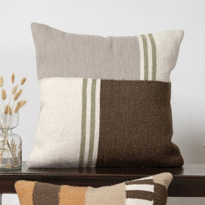 Bauhaus Wool Blend Poly Filled Pillow in Brown/Gray, 24" x 24"