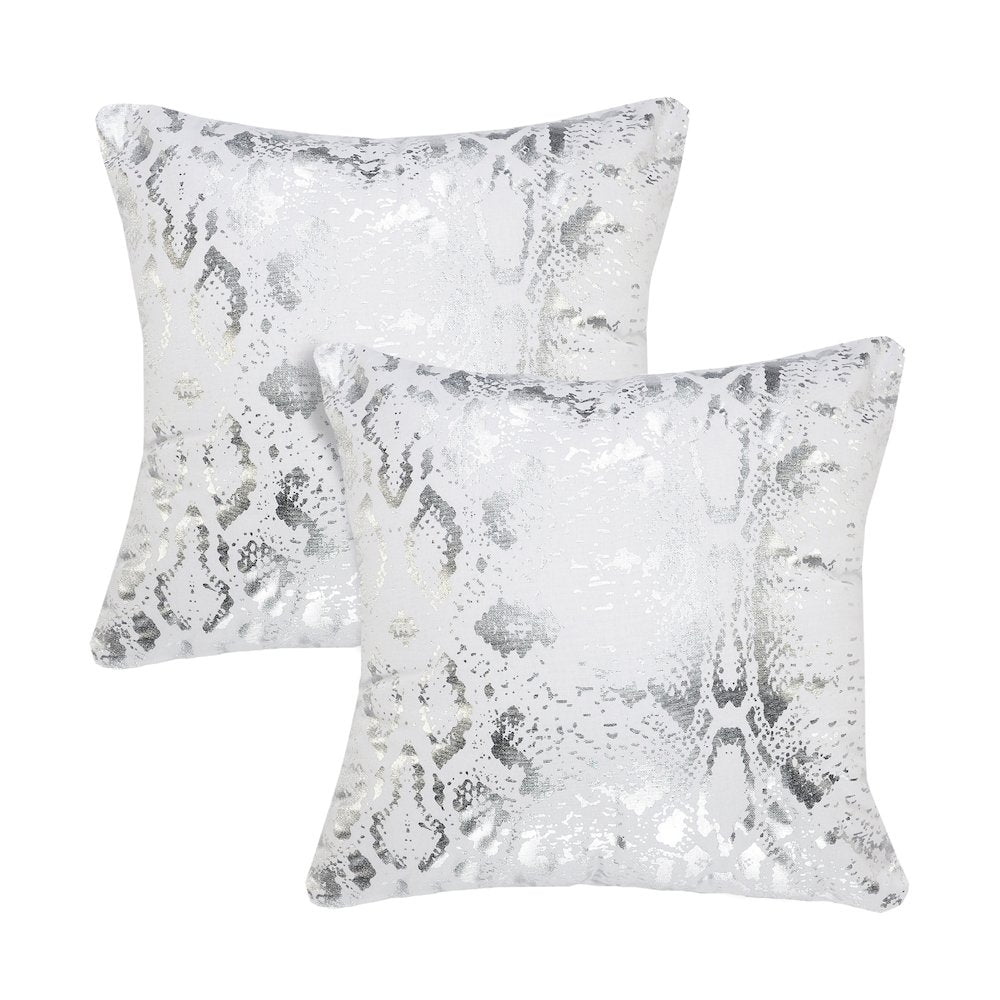 Beastly Cotton Pillow Set of 2 in White/Silver, 20" x 20"