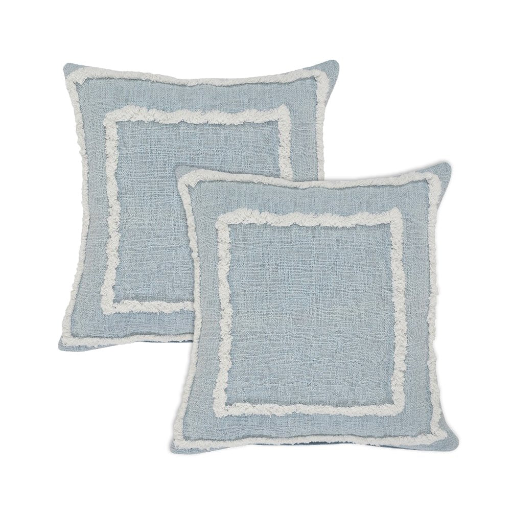 Rory Cotton Pillow Set of 2 in Blue/White, 20" x 20"