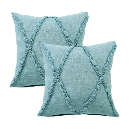 Reese Cotton Pillow Set of 2 in Blue, 20" x 20"