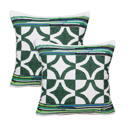 Mindy Cotton Blend Pillow Set of 2 in Green, 20" x 20"