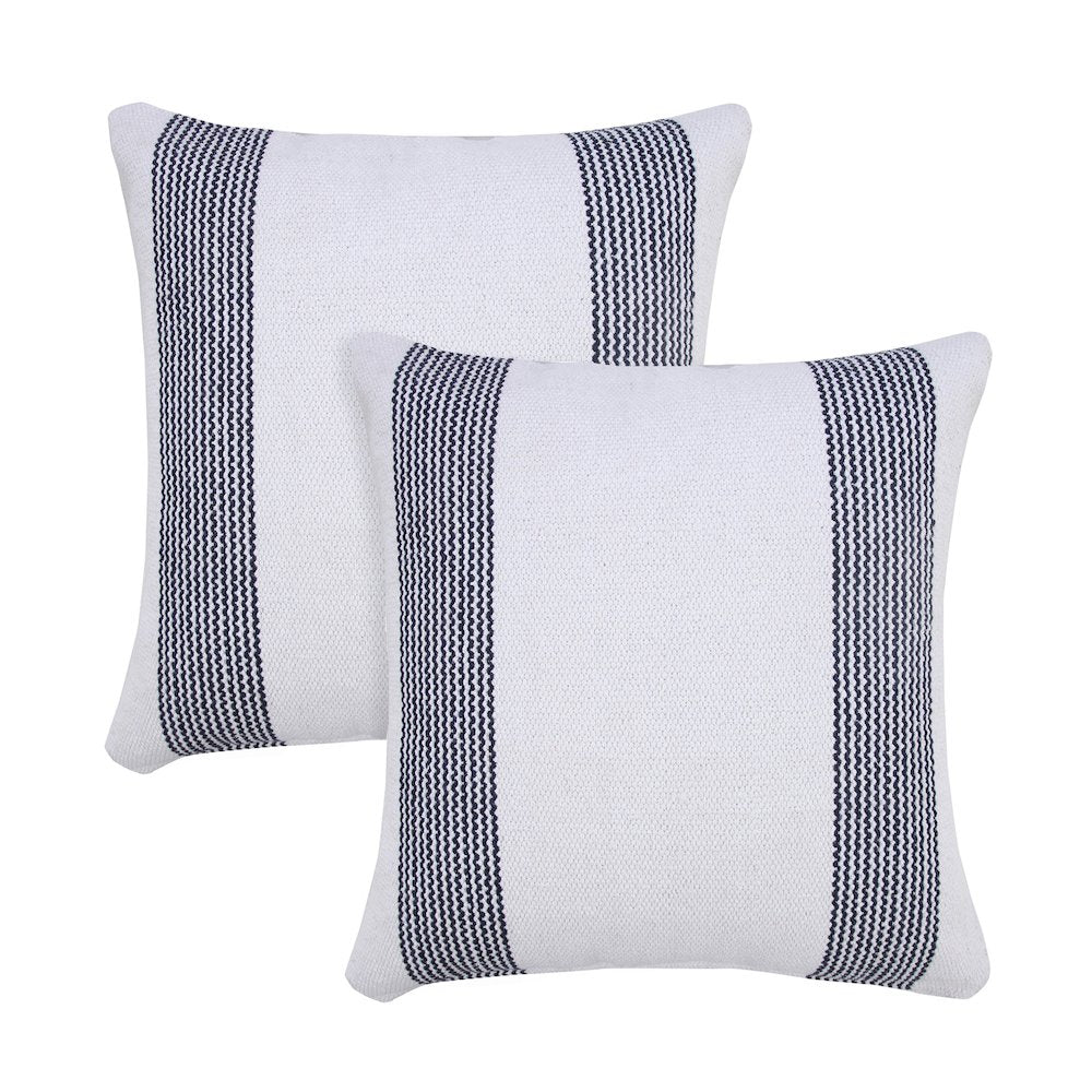 Cabana Cotton Pillow Set of 2 in Blue, 20" x 20"